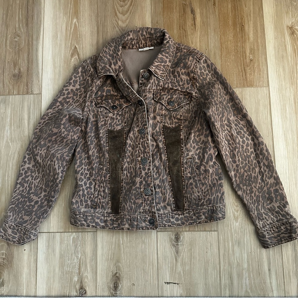 Style & Co Leopard Jean Jacket M